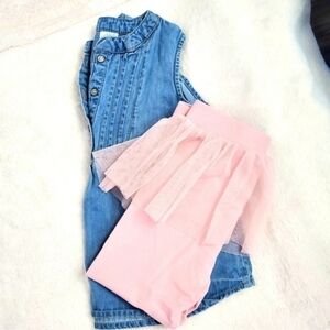Oshkosh Denim Top and Joe Fresh Pink Tutu Pants Set
